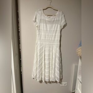 Signature by Sangria White Textured Midi Fit-and-Flare Dress 12